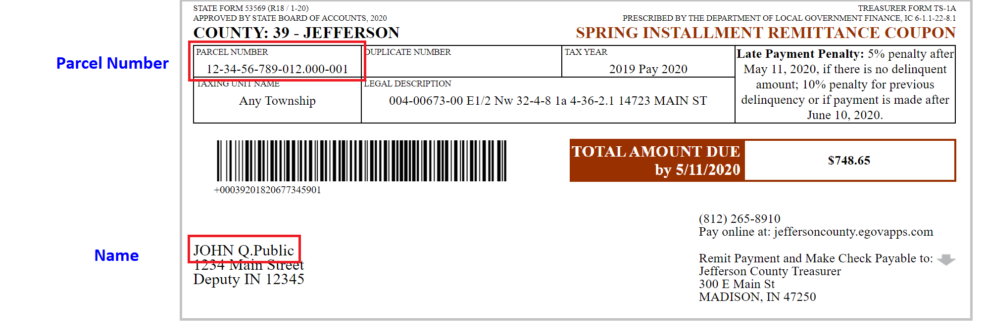 PRORFETY Jefferson County Property Tax Bill Search